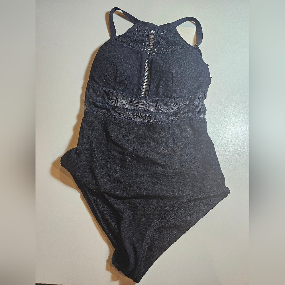Afriel & Tabbris Black One-Piece Swimsuit with High Neckline